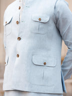 Soft Sky Waistcoat - Azam Shah