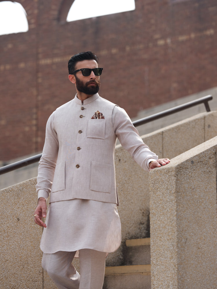 Sandstone Ivory Waistcoat - Shah Jahan