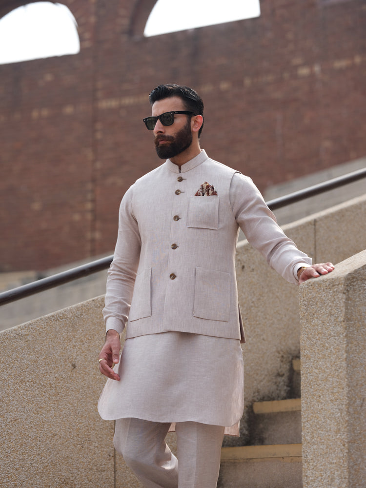 Sandstone Ivory Waistcoat - Shah Jahan