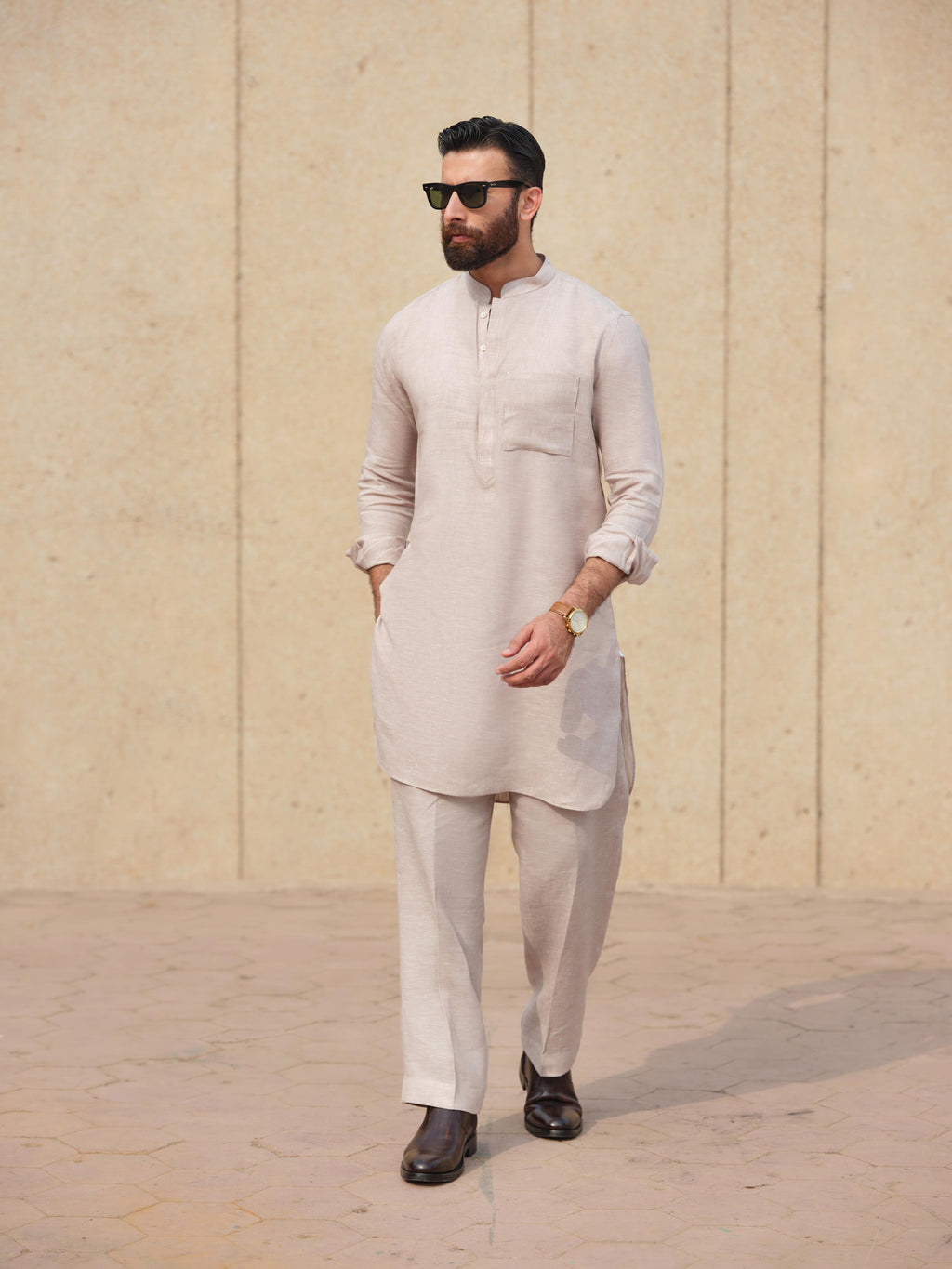 Sandstone Beige Kurta Trouser