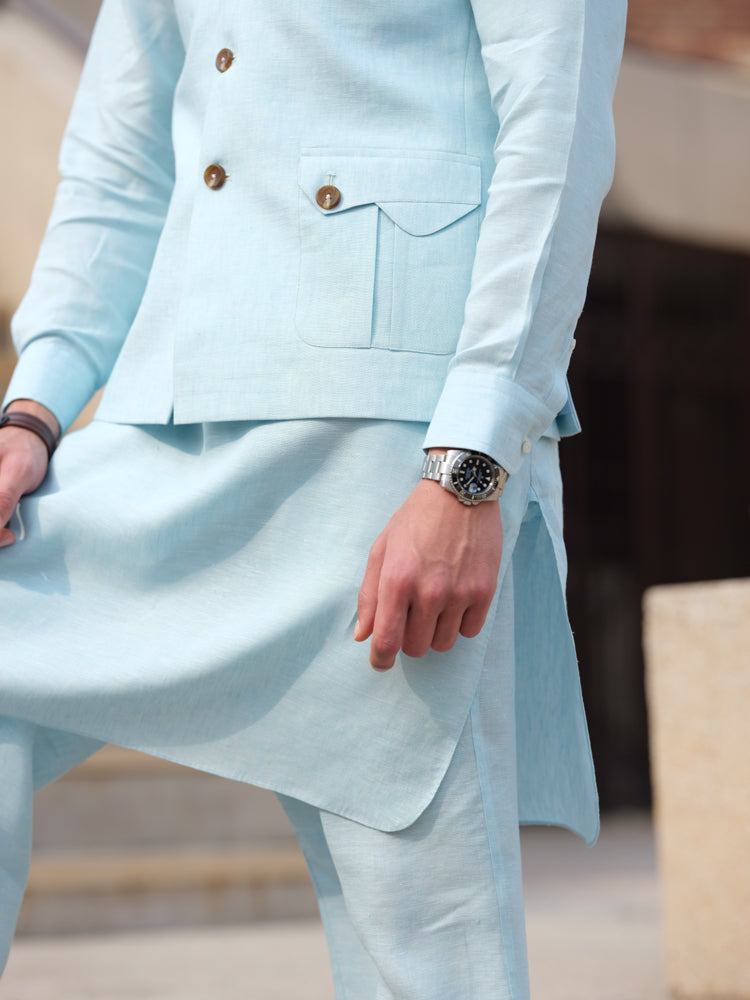 Skyfall Blue Waistcoat - Ahmed Shah Bahadur