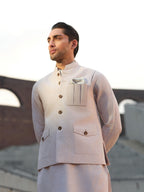 Rose Beige Linen Waistcoat - Jalal