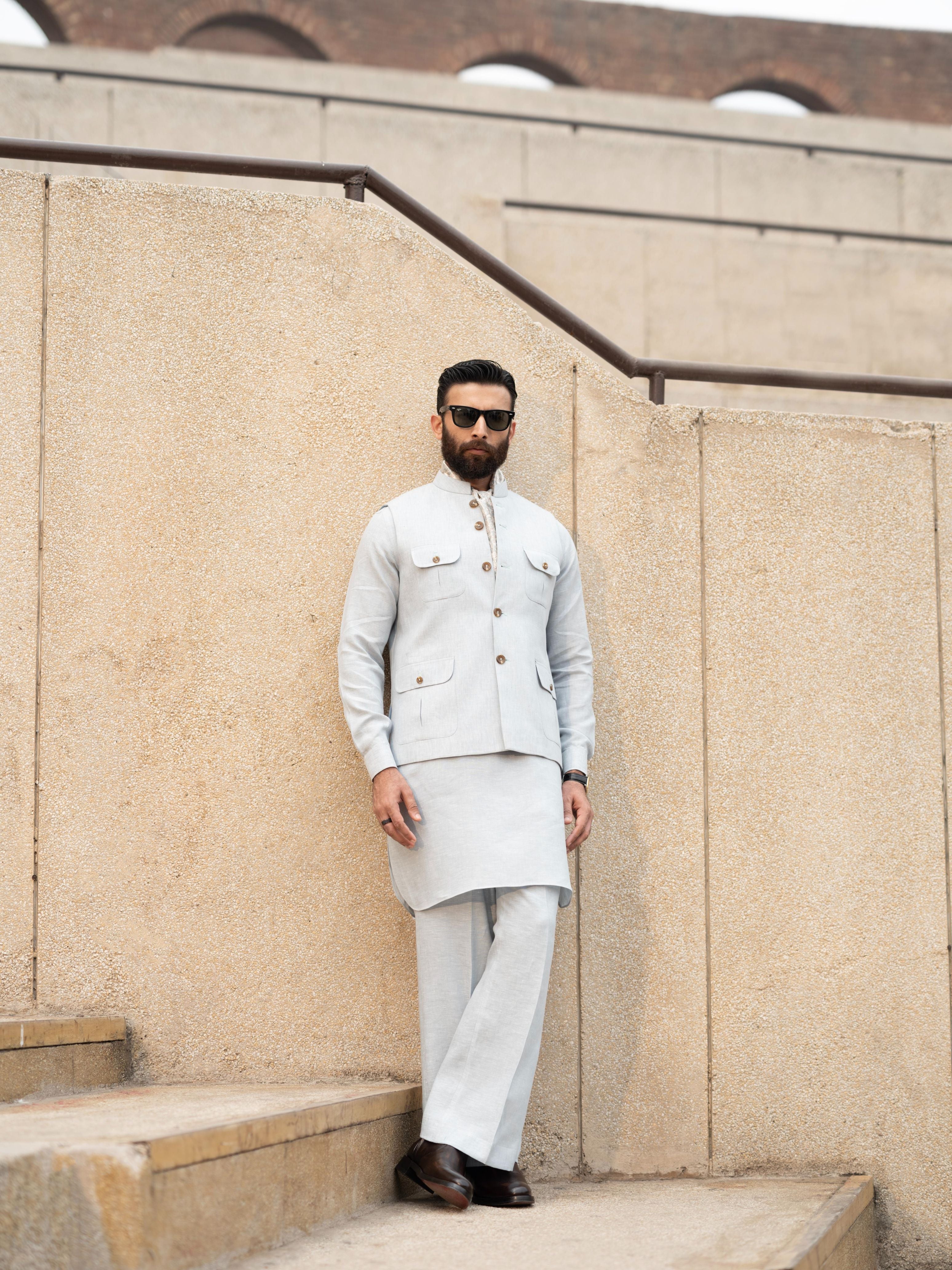 Soft Sky Waistcoat - Azam Shah Main image