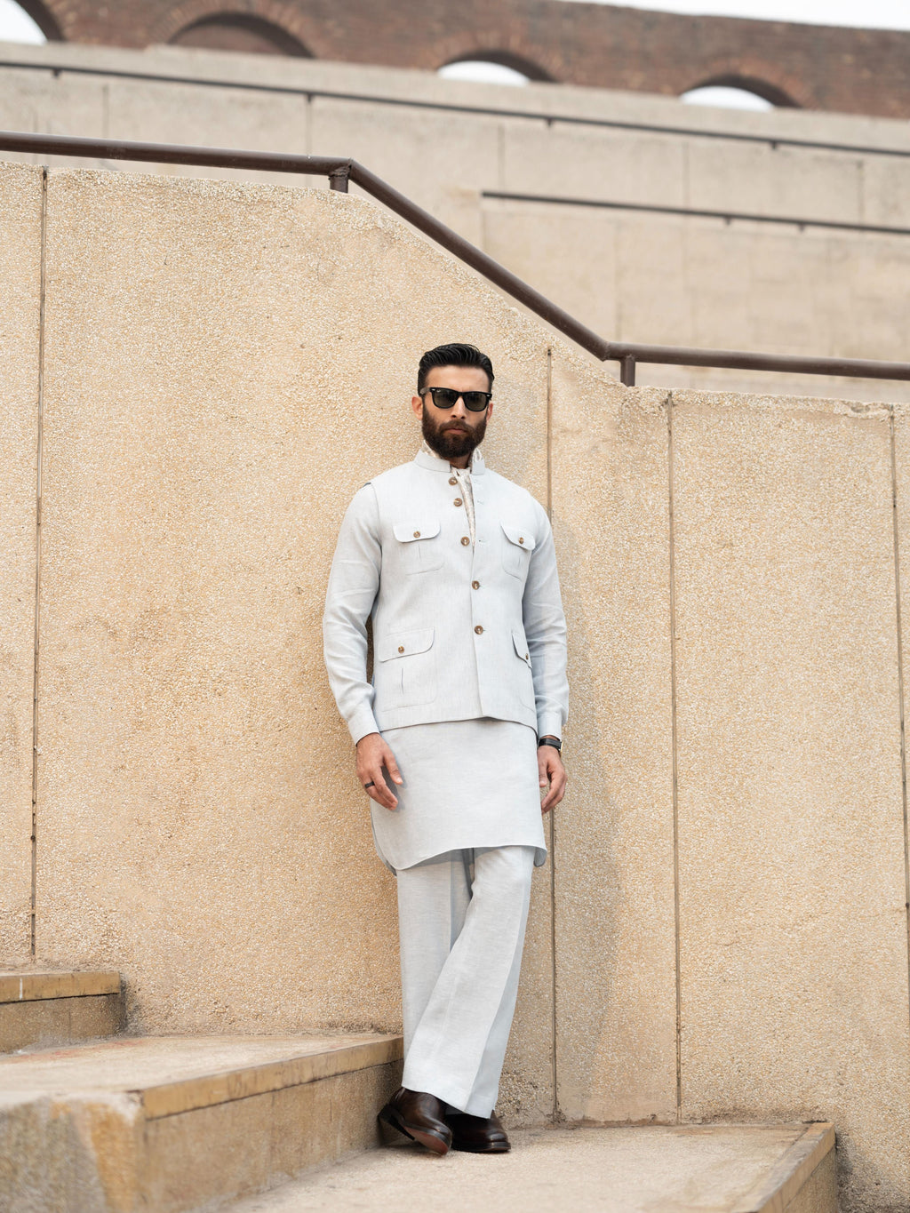 Soft Sky Waistcoat - Azam Shah